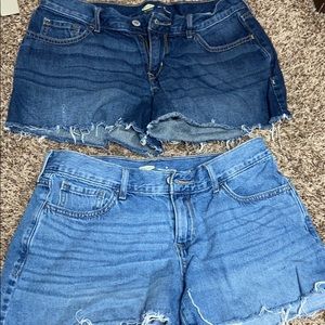 2 pairs of distressed denim shorts